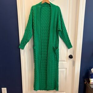 Green Long Knit Cardigan